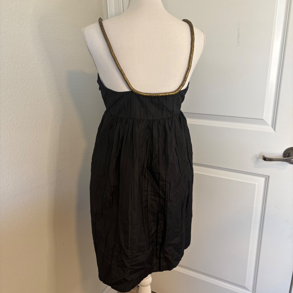 Calypso St Barth Black 100% Silk Mini Dress Gold Snake Chain Strap Womens Size 6 - Picture 3 of 7